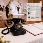 Audio Guest Book Wedding Phone, Vintage Telephone Recorder Wedding Guest Book, Retro Voice Recording Phone for Birthdays Party/Graduation/Baby Shower/Retirement/Special Occasions (Black) - Image 4