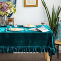 GLORY SEASON Velvet Tablecloth Luxurious Solid Rectangle Table Cloth,Oblong Retro Farmhouse Ruffle Tablecloths Washable Table Cover for Party Wedding Baby Shower Kitchen Dinning Tabletop Decoration by GLORYSEASON