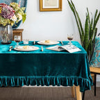 GLORY SEASON Velvet Tablecloth Luxurious Solid Rectangle Table Cloth,Oblong Retro Farmhouse Ruffle Tablecloths Washable Table Cover for Party Wedding Baby Shower Kitchen Dinning Tabletop Decoration by GLORYSEASON