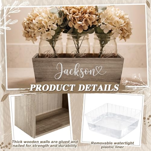 Dandat 2 Set 10 Inch Wooden Flower Box Rustic Table Centerpieces,Brown - Image 3