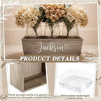 Dandat 6 Set 10 Inch Wooden Flower Box Rustic Table Centerpieces,Brown - Image 3