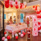 119Pcs She's Ready to Pop Baby Shower Decorations for Girl Soda Pop Theme Party Supplies with Red Pink White Balloon Garland Arch Kit Backdrop Tablecloth Banner Baby Boxes and Cake Toppers - Image 6