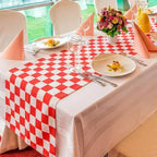 Lumina 6 Pcs Shes Ready to Pop Baby Shower Decorations Red and White Gingham Table Runner 71 x 13'' Red Buffalo Plaid Check Tablecloth for Gender Reveal Newborn Party Decorations - Image 4