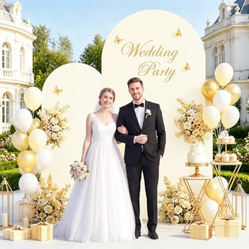 Ivory Wedding Arch Cover Set of 3 Stretchy Arch Backdrop Cover 4FT, 5FT, 6FT Cover for Arch Backdrop Spandex Fitted Wedding Arch Stand Covers for Birthday Party Ceremony Banquet Decor - Image 4