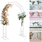 7.2Ft White Metal Wedding Arch Backdrop Stand with Base, Balloon Arch Stand Gold Backdrop Stand for Wedding Ceremony Bridal Baby Shower Photo Booth Party Decor (2-Layer White Wedding Arch) - Image 7