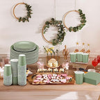 Dandat 200 Pcs Paper Plates Napkins Cups Party Set Green,Sage Green - Image 5