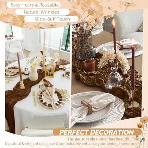 Showgeous 20 Pack Brown Cheesecloth Table Runner, 17 x 108 Inches - Image 6