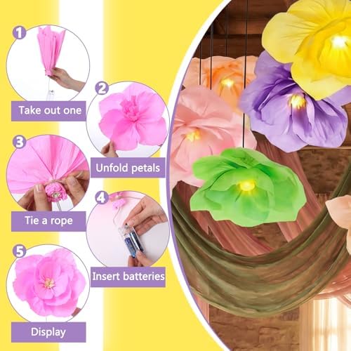 Vihose 6 Pcs Large Flower Paper Lanterns Tea Party Decorations - Image 3