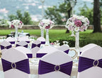 50 Pack Purple Chair Sashes, Purple Chairs Bands for Wedding Party Decor, Spandex Chair Bows with Buckle for Banquet Bridal Shower Decoration, Chair Ties - Image 2
