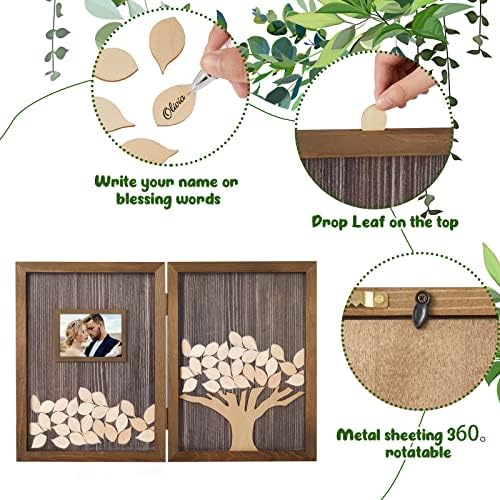 Gueevin 164 Pcs Tree of Life Wedding Guest Book, Wooden Tree Guest Book - Image 3