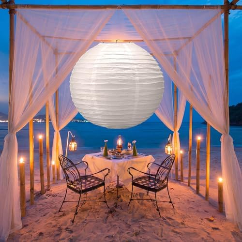 Glooglitter 5 Pcs 35.5 Inch Large White Paper Lanterns Gaint Paper Lamp - Image 6