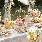 Set of 3 Metal Birdcage Cake Stand Set with Crystal Accents, Elegant Cupcake Holder Display for Wedding, Birthday, Baby Shower, Party Dessert Table Decorations (Gold, Set of 3) - Image 4