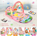 UMIKU Baby Play Mat Tummy Time Mat Girl High-Contrast Cloth Pink Dinosaur - Image 3