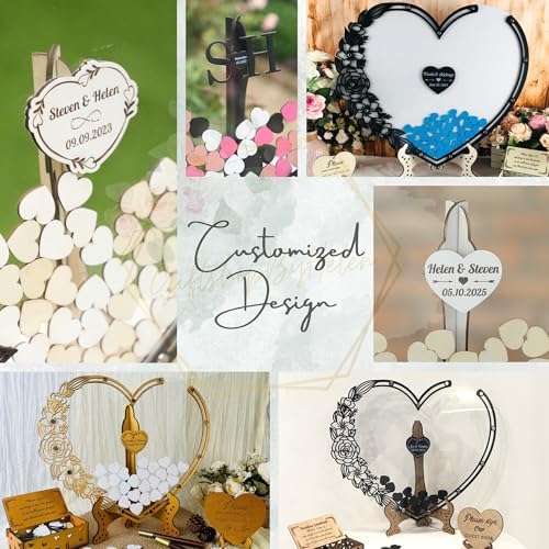 Wedding Guest Book Alternative, Drop Top Frame with Hearts, Rustic Wedding - Image 5