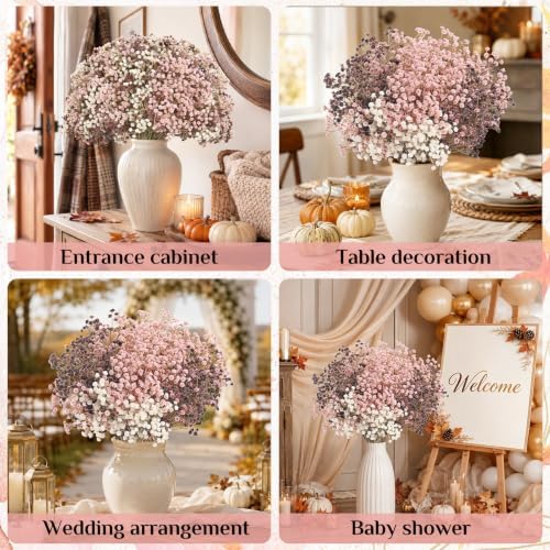 Pink Babys Breath Artificial Flowers, Pink Fall Decor, Dusty Rose Flowers - Image 5