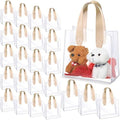 Sweetude 24 Pcs Clear Gift Bags with Handle Plastic Small Tote, beige by Sweetude
