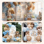 148 Pcs Bear Baby Shower Decorations Balloon Metal Arch Backdrop Stand and Cover Set Decor Dusty Blue and Brown Balloon Arch Kits Bear Baby Shower Gender Reveal Birthday Party Decorations - Image 2