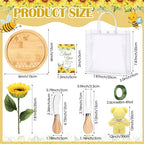 Ferrochef Baby Shower Prizes for Game Winners 6 Set - 43 Pcs Round Bamboo Honey Bee Cheese Board Gift Set with Fake Sunflower Cheese Knife Fork Dish Towel Clear PVC Bag Wedding Bridal Shower Favor - Image 2