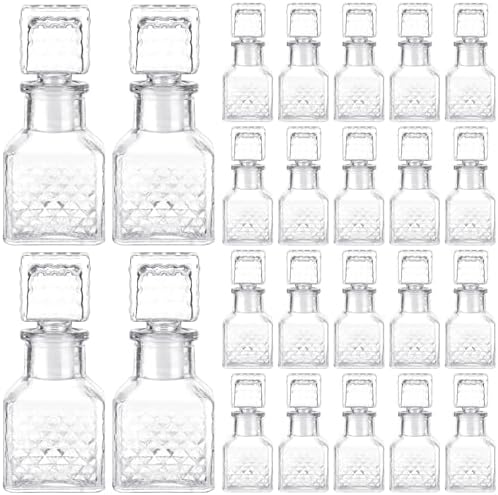Chuangdi 24 Pcs Mini Glass Wine Bottles 1.7oz Tequila Bottle, Square Style by Chuangdi