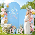 Wedding Arch Cover Set of 2 Baby Blue Arch Backdrop Cover 7.2ft, 6ft Spandex Fitted Backdrop Arch Covers Chiara Stand Cover Baby Shower Backdrop Coovers for Birthday Party Gender Reveal Decor - Image 6