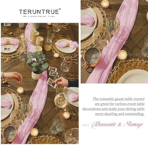 Teruntrue 20 Pack Light Pink Cheesecloth Table Runner 17x108 Inch, Boho Gauze Sheer Fabric Cheese Cloth Table Runners for Wedding Party Bridal Shower Baby Shower Birthday Home Decor Garden Farmhouse - Image 6