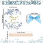 Huwena 50 Sets Wedding Fans for Guests Thank You for Celebrating with Us Fans Hand Fans Handheld Folded Fan Baby Shower Favors for Bridal Bridesmaid Gift Church Dancing (Blue,Floral) - Image 7