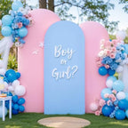 Pink Blue Arch Cover 3 Set-6FT, 5FT, 4FT Arch Backdrop Cover Spandex Fitted 2- Color Fabric Stand Covers for Gender Reveal Baby Shower Boy and GILR Birthday Party Photo Background Decorations by Suppromo