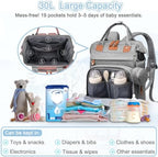 SHITIESHOU Diaper Bag Backpack Baby Bag for Mom Dad with Changing Pad, 19 Pockets, Large Waterproof Travel Baby Girl Boy Toddle Diaper Bag with Insulated Pocket, Baby Shower Gifts, Grey - Image 4