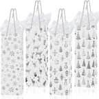 Harloon 32 Pack Wine Bottle Gift Bags with Handles 4 Designs,White, Silver by Muasung