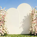 Beige Arch Backdrop Cover 7.2FT 6FT, Stretchy Spandex Wedding Arch Covers Set of 2, 2 Sided Arched Background Cover for Wedding Birthday Party Baby Shower Ceremony Banquet Decoration by Chesjin