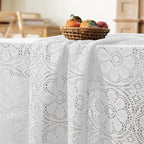 Boho Crochet Cotton Lace Tablecloth Rectangle 60 x 84 Inch White - Image 7
