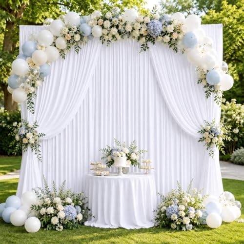White Backdrop Curtain, 4 Panels, Each 5ft x 10ft - Image 2