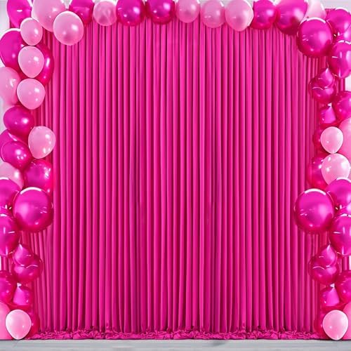 20x10ft Hot Pink Backdrop Curtain for Wedding Parties Wrinkle Free Fabric Fuchsia Drapes Backdrop Decoration for Baby Shower Birthday Photography Decoration 4 Panels, 5ft x 10ft - Image 3