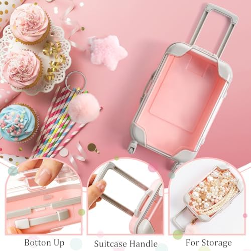 LemonRoad 36 Pcs Clear Mini Suitcase Party Favor Box, Pink、rose Pink - Image 3