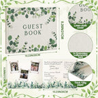 Engrowtic Embroidered Eucalyptus Leaves Wedding Guest Book Linen - Image 2