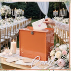 BreezeHug 10" Burnt Orange Wedding Card Box with Lock, Fall Boho Money Box - Image 3