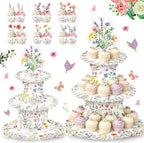 3 Tier Cardboard Cupcake Stand for 24 Cupcakes,Wildflower Party Decorations by HKOORLAMULS