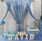 Poise3EHome Baby Blue Sequin Backdrop Curtains,4 Panels 2FTx8FT Glitter Background for Party Birthday Party Baby Shower Wedding Christmas Thanksgiving Holiday Festival Decor - Image 3