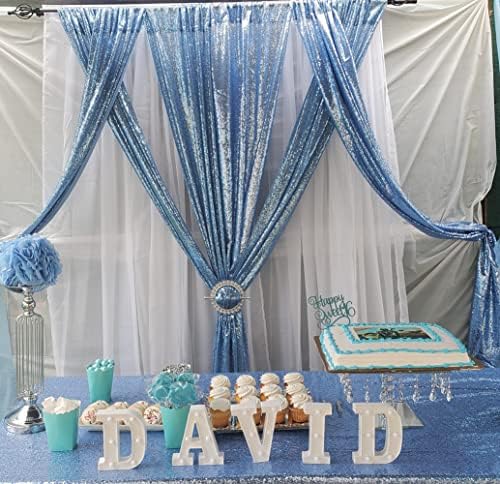 Poise3EHome Baby Blue Sequin Backdrop Curtains,4 Panels 2FTx8FT Glitter Background for Party Birthday Party Baby Shower Wedding Christmas Thanksgiving Holiday Festival Decor - Image 3