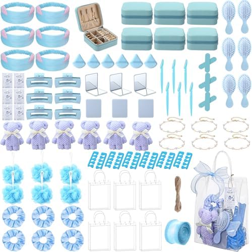 Aliceset 92 Pcs Baby Shower Prizes for Game Party Winners Baby Shower Favors Gifts Includes Hair & Beauty Accessories Jewelry Box with Gift Bag for Gender Revealed Wedding Bridal Party Favors(Blue) by Aliceset
