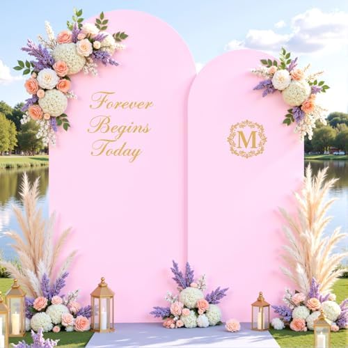 Pale Pink Photo Arch Backdrop Cover Set of 2 for Party Spandex 7.2 and 6ft Arch Covers Stretchy Backdrop Baby Shower Arch Stand Covers for Girls Birthday Wedding Bridal Shower Banquet Background - Image 4