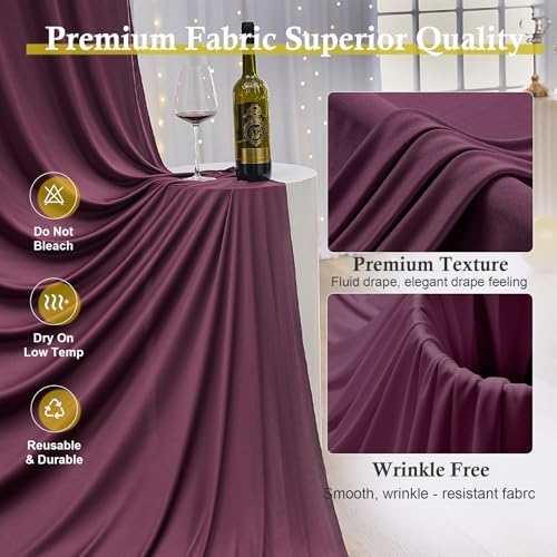 50ft x 12ft Burgundy Backdrop Curtains for Parties, Wrinkle Free 10 Panels Photo Backdrop Drapes Back Drop Cloth for Wedding Birthday Photography Background Decor - Image 2