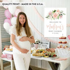 Andaz Press Personalized Large Canvas Baby Shower Welcome Sign, 16 x 20 Inches, Blush Pink Watercolor Florals, Guestbook Alternative, Custom Baby Shower Sign For Floral Baby Shower Baby Sprinkle Theme - Image 5