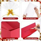 AFOROEOA 6PACK Red Baskets For Gifts Empty, 10x12”Thick Gift Basket with 6Bows 6Bags Empty Gift Baskets for Christmas, Easter, Birthdays, Valentine’s Day Wrapping Gift - Image 5
