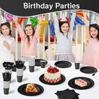 350 Pcs Black Disposable Plates and Napkins Tableware Set for 50 Guests - Image 4