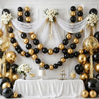 Gejoy 200 Pcs Link Balloons Latex Party Decor,Metallic Gold,Black,10 Inch by Gejoy