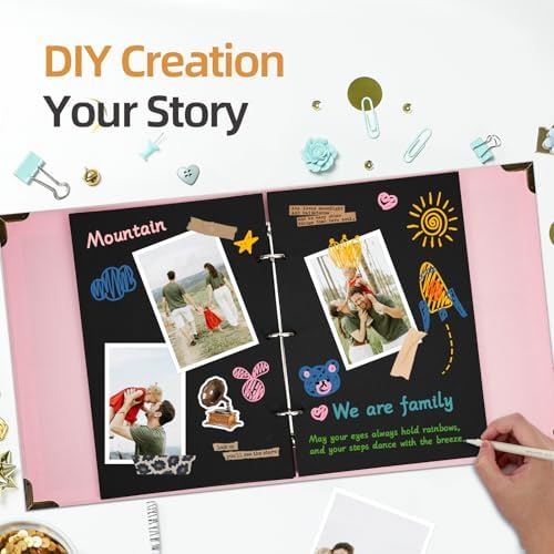 Vienrose DIY Scrapbook Photo Album Kit,12x12 Inch,60 Pages,Pink - Image 2