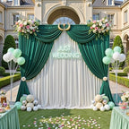 12ft x 10ft Wrinkle Free Hunter Green Backdrop Curtains for Parties, Silky Photo Backdrop Drapes 12FT Long Back Drop Cloth for Wedding Birthday Photography Background Decor - Image 2