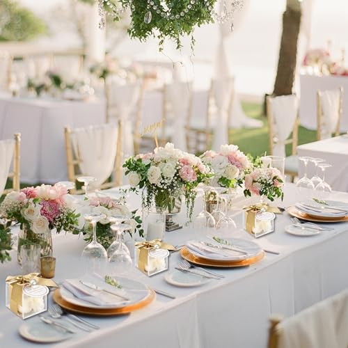 ACITHGL 30 Sets Fully Assembled Small Bubble Candle Party Favors for Guests Bulk Bridal Showers Favors Candles with Stylish Ribbons Thank You Cards Gifts (Gold) - Image 7