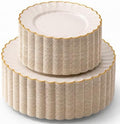 By Madee HEAVYWEIGHT Gold Scalloped Plastic Plates for Party Wedding 100 Pc by byMadee